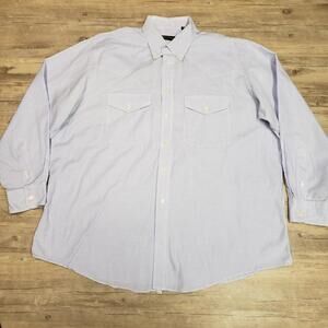 Kenneth Gordon Shirt Mens 3XL Blue Check Long Sleeve Button Up Made USA Cotton